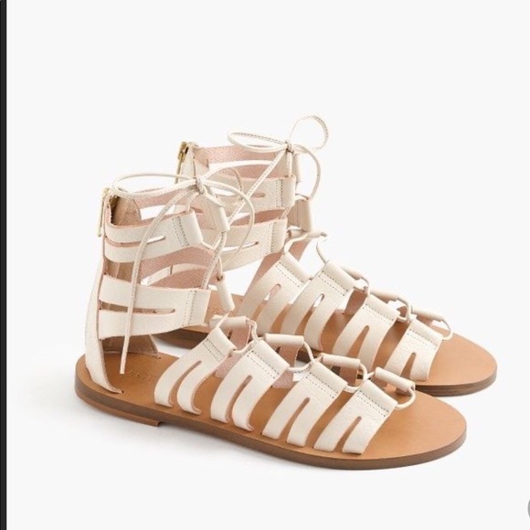 j crew leather lace up sandals